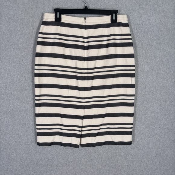 J Crew Skirt 10 Black Cream Pencil Textured Academia Secretary Neutrals Preppy - Picture 7 of 14